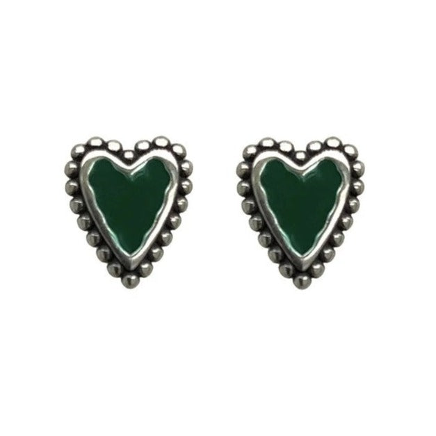 A533 Green Heart Earrings