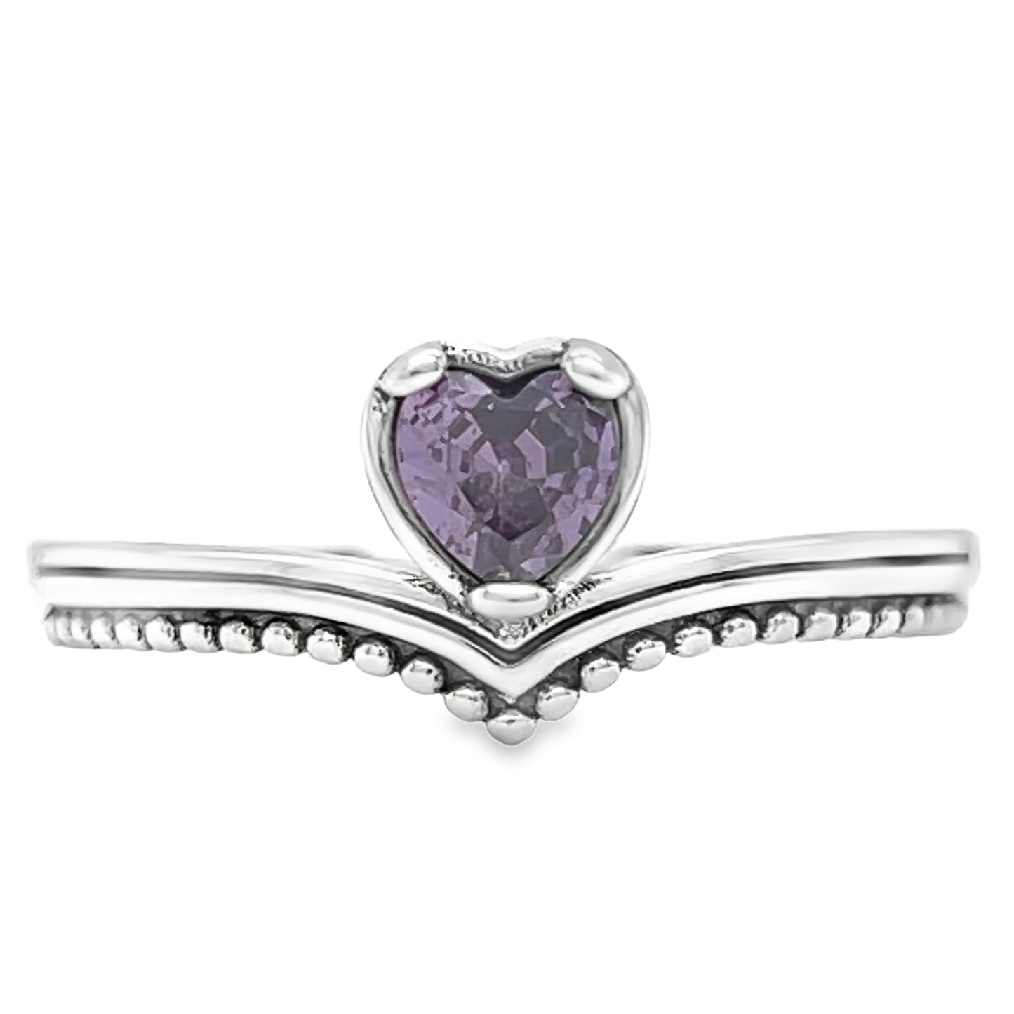 Anillo de corazón en forma de V morado R1030