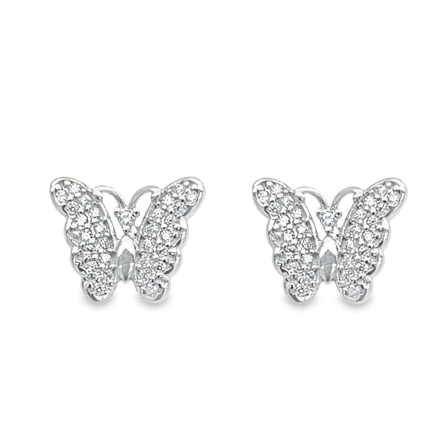 Aretes de mariposa con detalles de diamantes A56