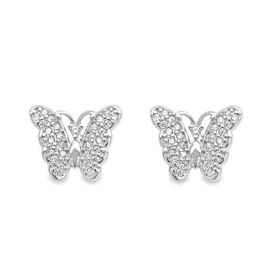 Aretes de mariposa con detalles de diamantes A56