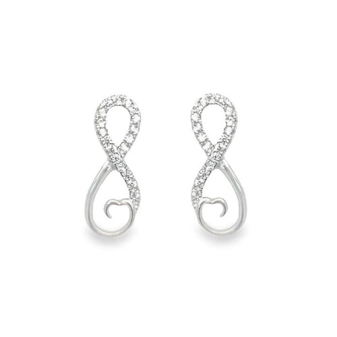 A607 Infinity Half Diamond Accent Post Earrings