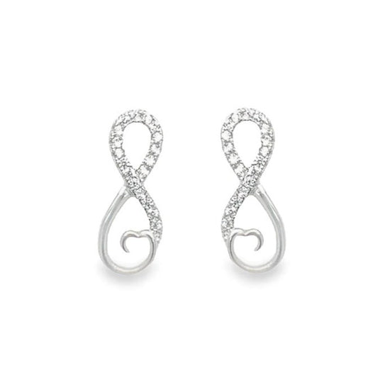 A607 Infinity Half Diamond Accent Post Earrings