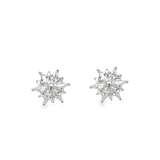 A608 Round Diamond Accent Post Earrings