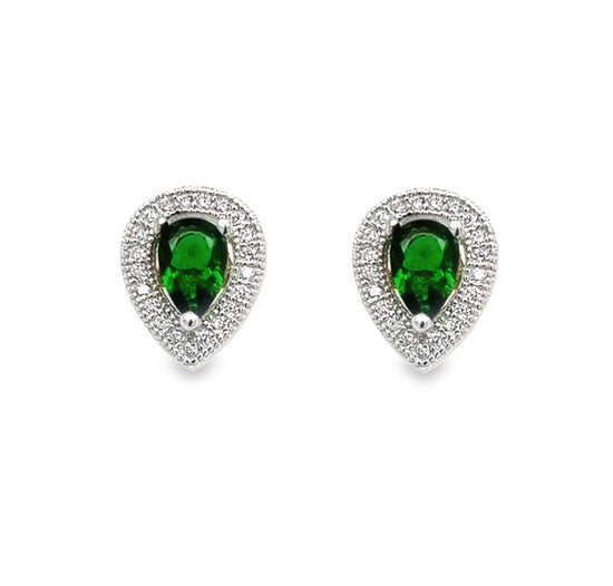 A623 Green Drop Post Earrings