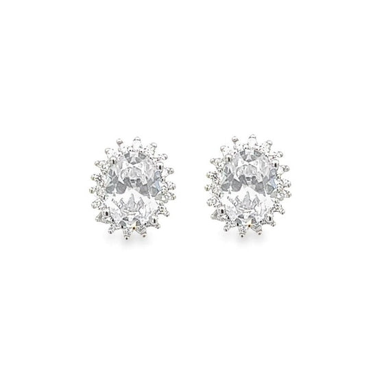 A631 Round Diamond Accent Post Earrings