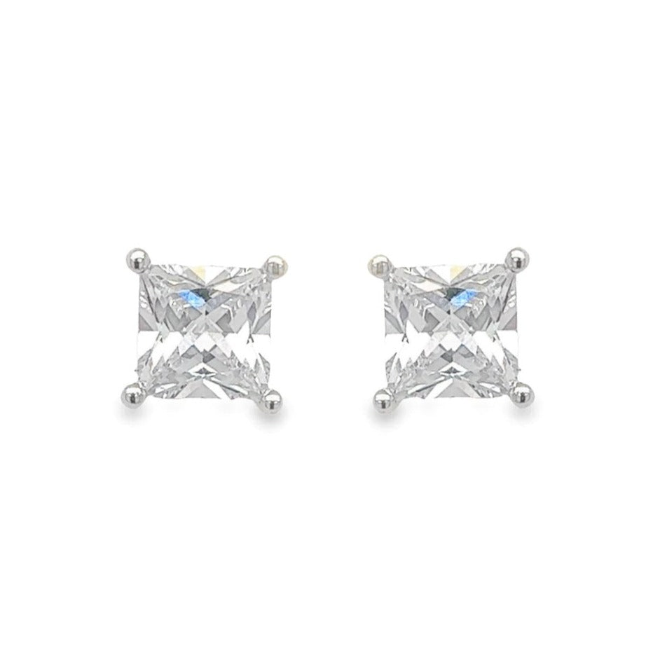 A650 Square CZ Stone Post Earrings