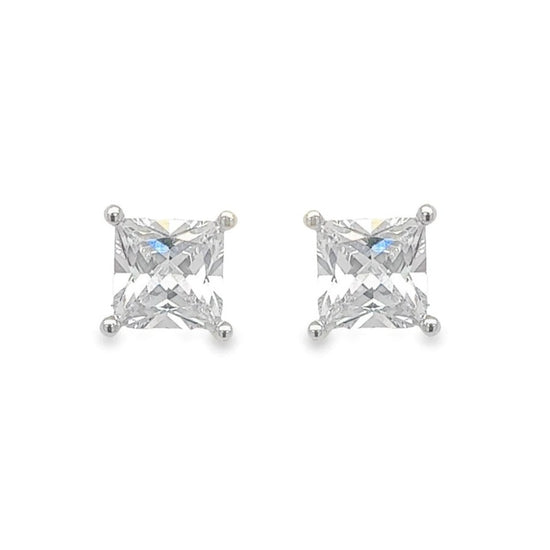 A650 Square CZ Stone Post Earrings