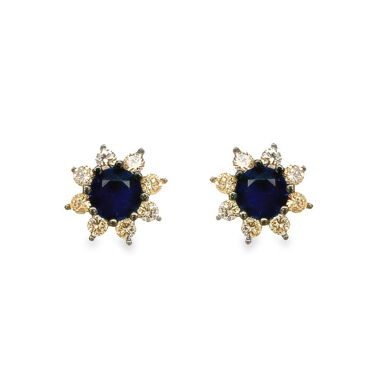 A672 Flowers Blue Petals Post Earrings