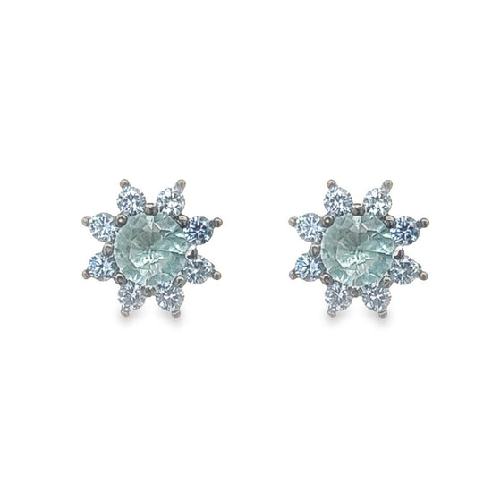 A676 Star Blue Diamond Accent Post Earrings