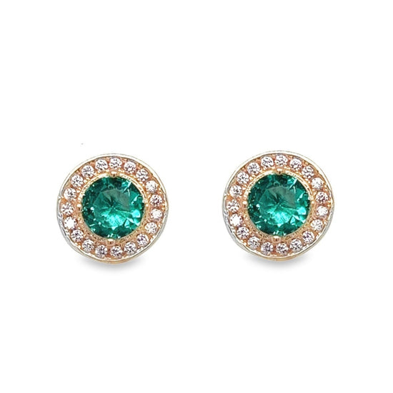 A679 Green Round Post Earrings