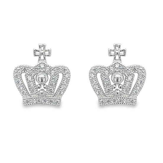 A693 Crown Diamond Stone Post Earrings