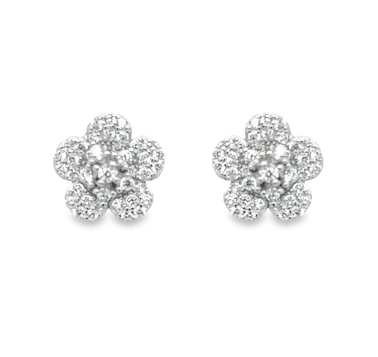 A697 Flower Diamond Cz Post Earrings