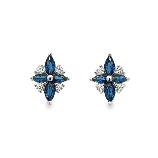 A702 Aretes con poste decorativo de diamantes azules