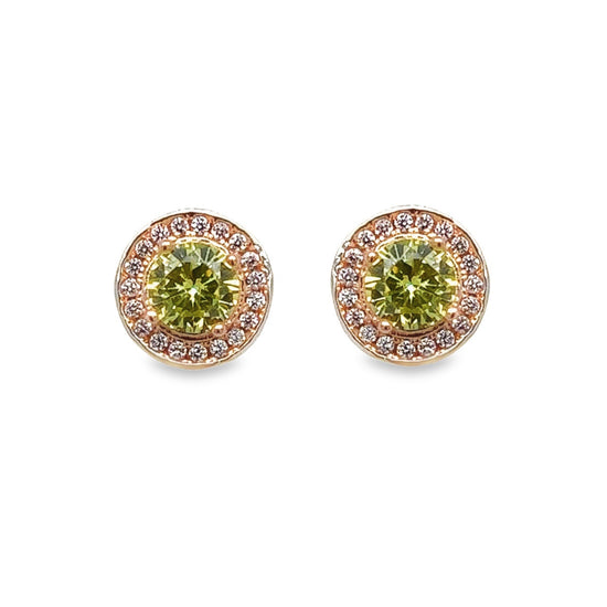 A718 Yellow Round Post Earrings