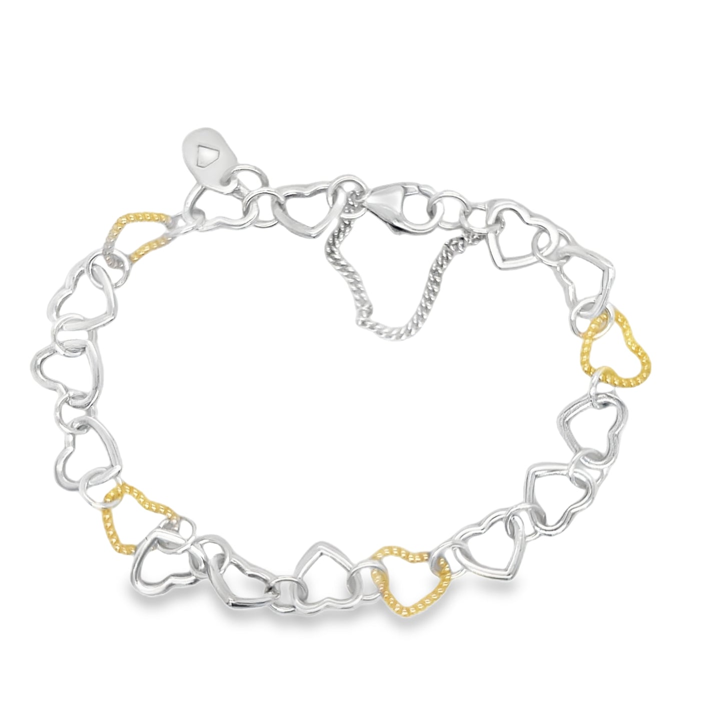 Pulsera M595 de corazones lisos en oro y plata