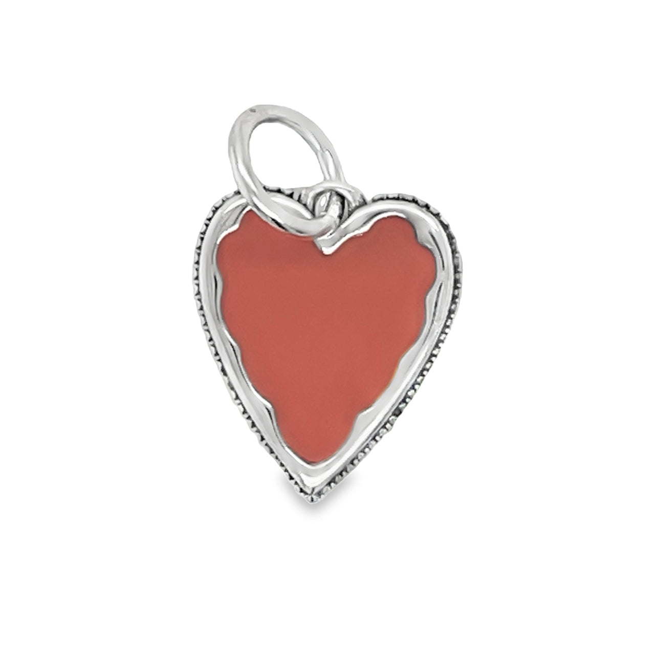 D2311 Cream Pink Heart Charm Medium 15mm