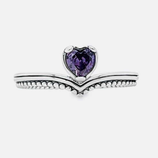 Anillo de corazón en forma de V morado R1030