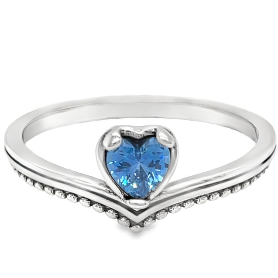 Anillo de corazón en forma de V azul R1029