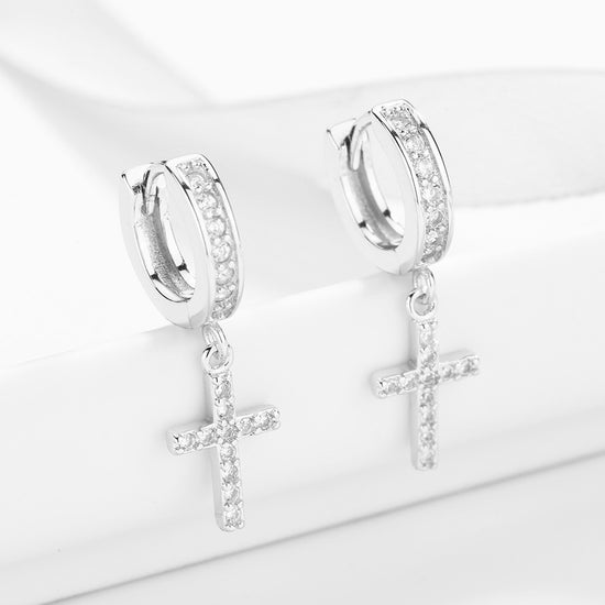 A382 Cross Hoop Earrings