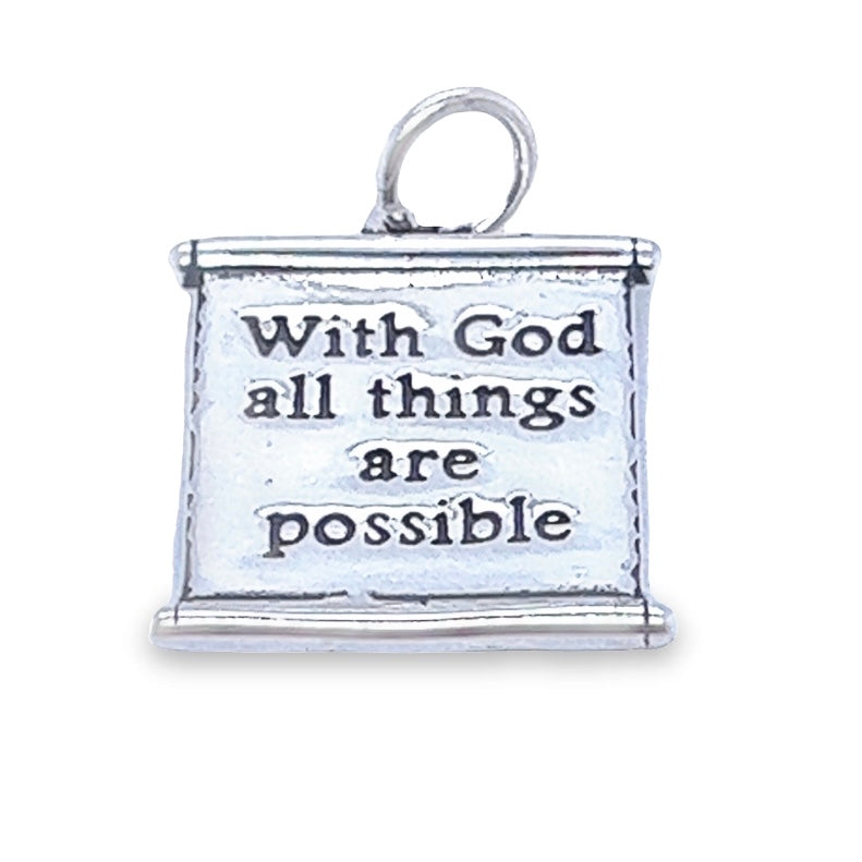 D1567 Scroll With God All Things Are Possible Pendant