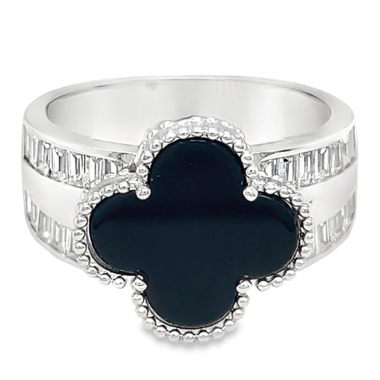 Anillo de trébol negro R1050