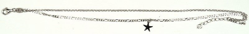 T6 Double Chains Figaro and rolo Star Anklet