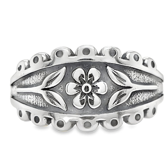 R969 Embossed Flower Ring