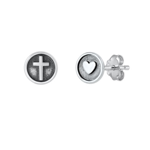 A753 cross hear earrings