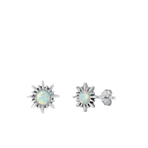 A884 White Opal Sun Earrings