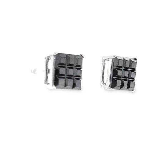 A803 Black Cubes Square Post Earrings