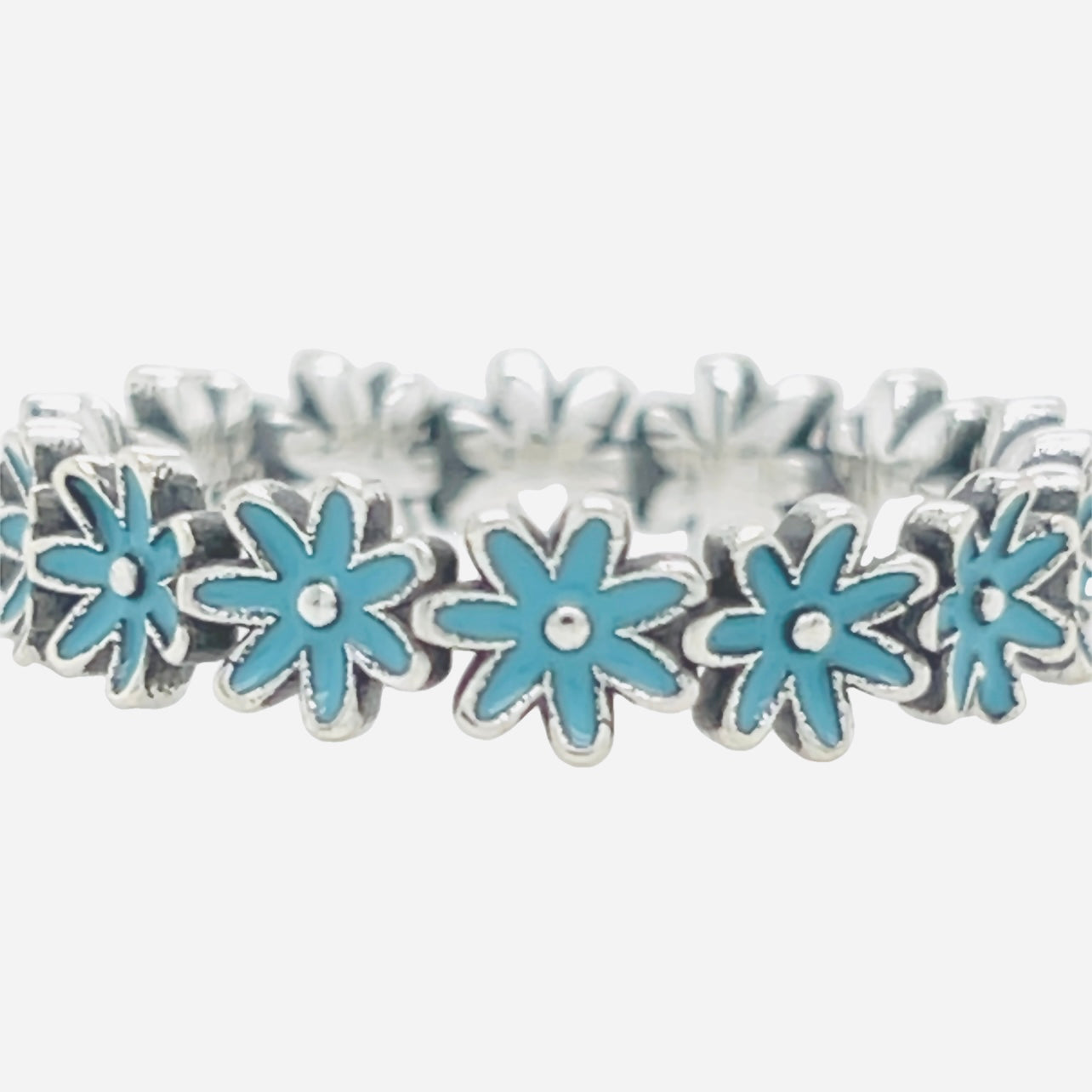 R870 Blue Flowers Ring