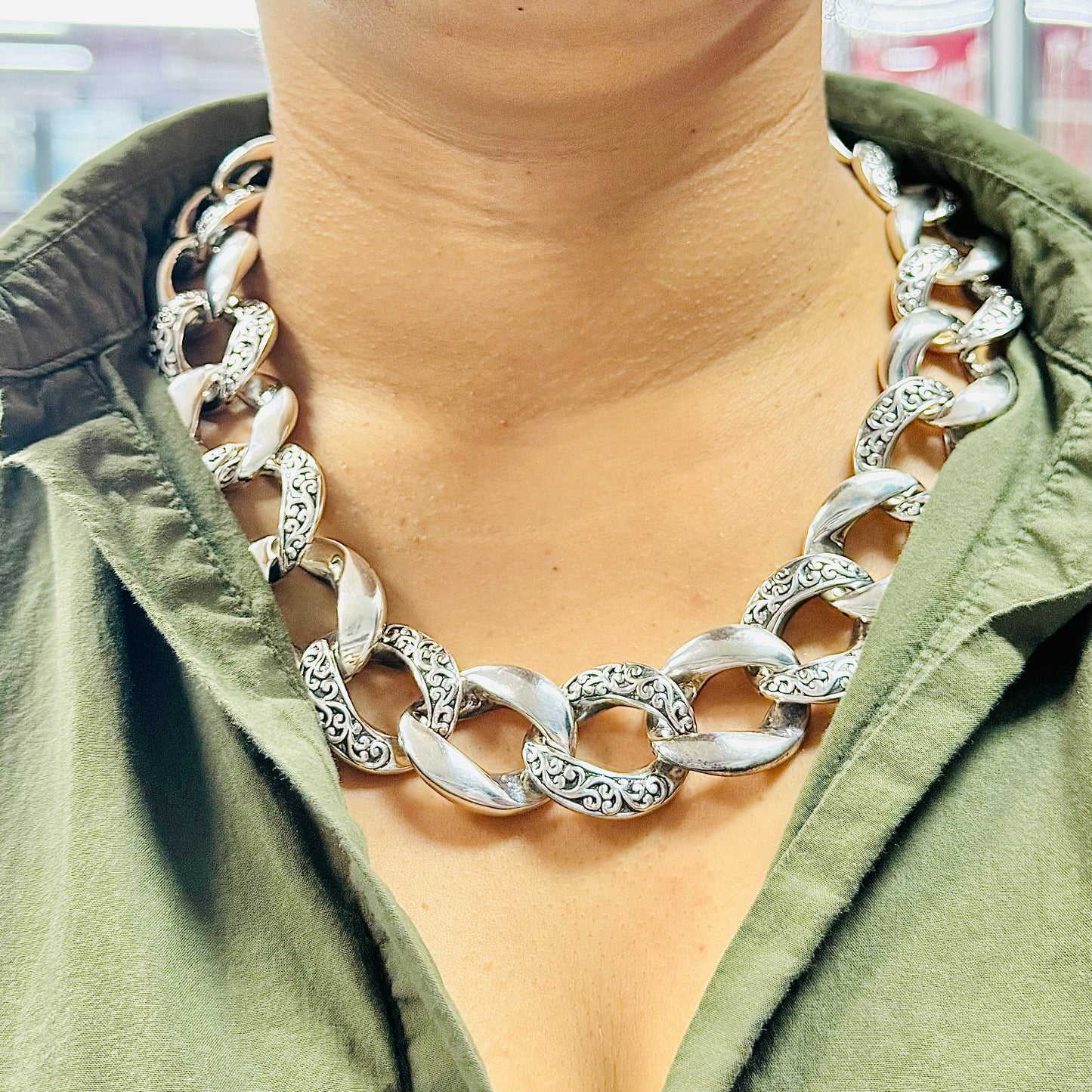 CA47 Big Curb Design Chain Necklace