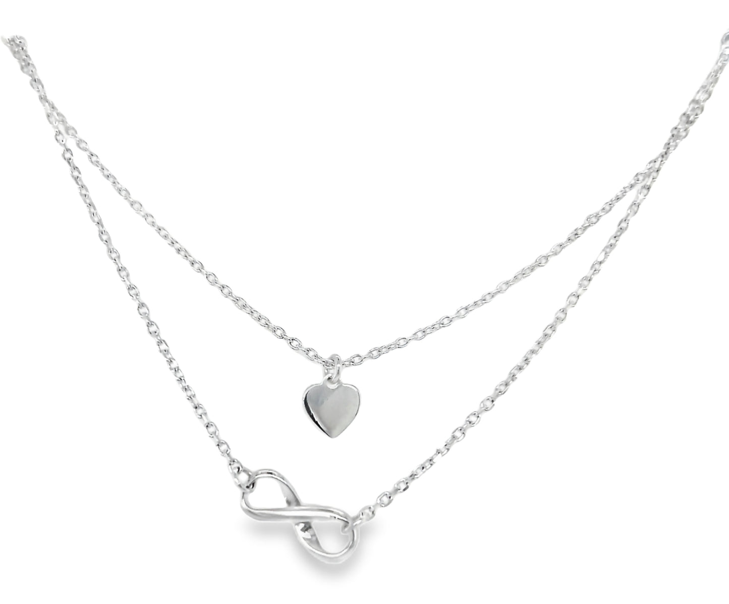 CA503 Infinity And Heart Stack Necklace 16in