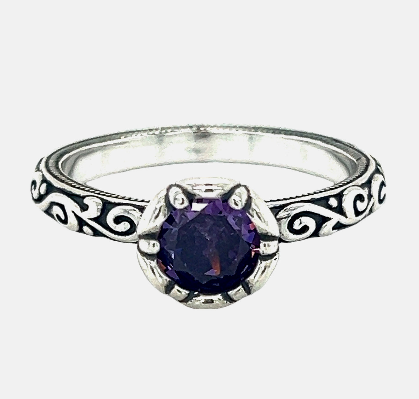 R989 Flower Purple Stone Ring