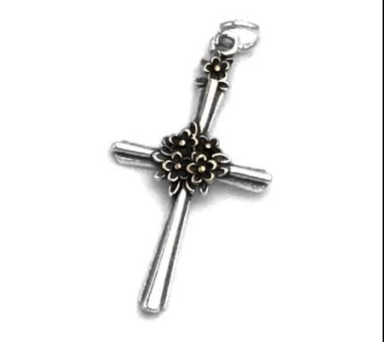 D1717 Cross With Flowers Pendant