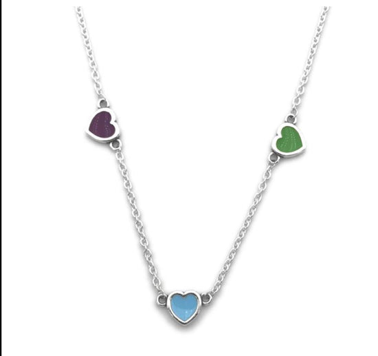 CA284 Colorful Hearts Necklace