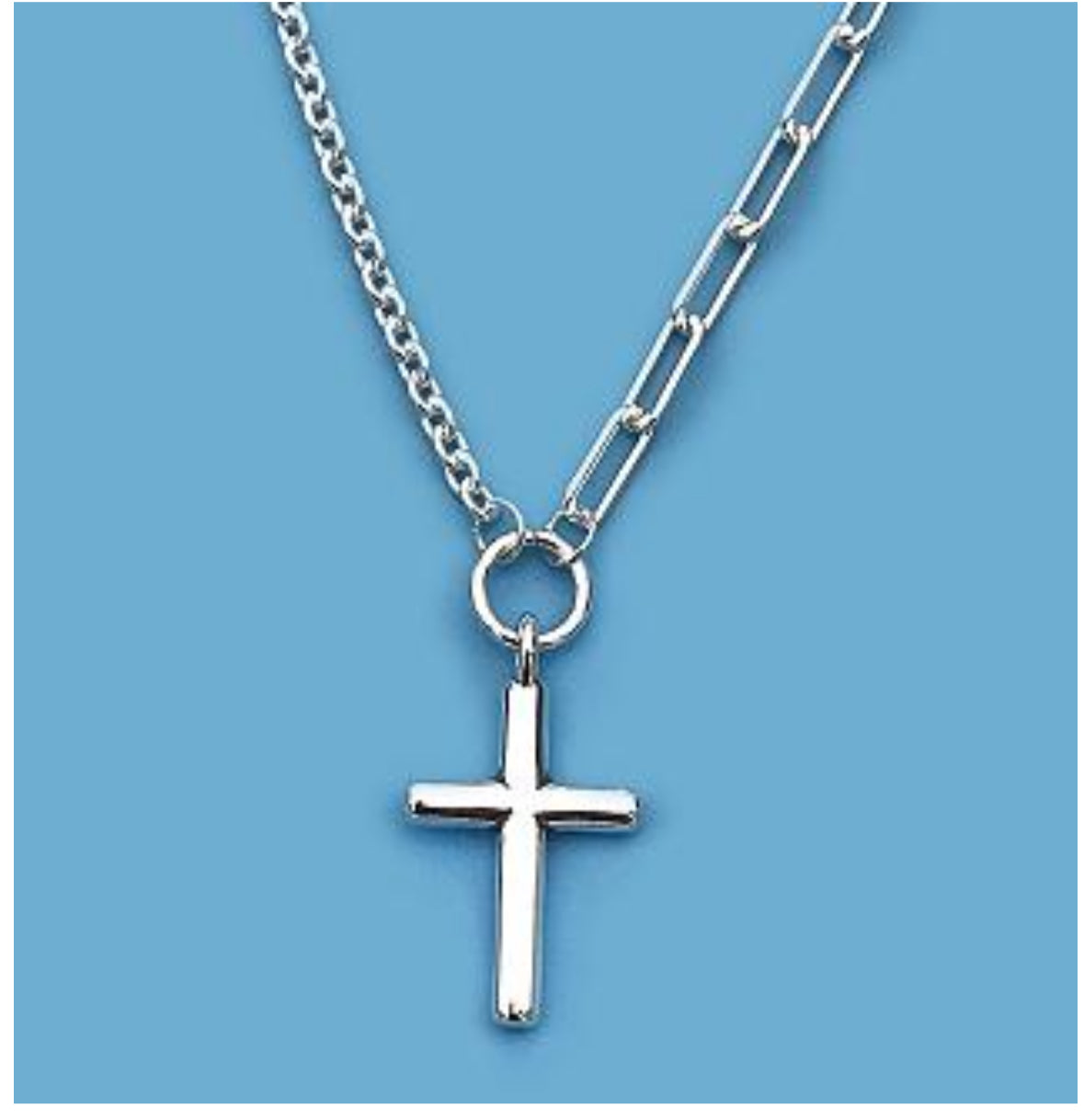 CA296 Cross Paperclip Necklace