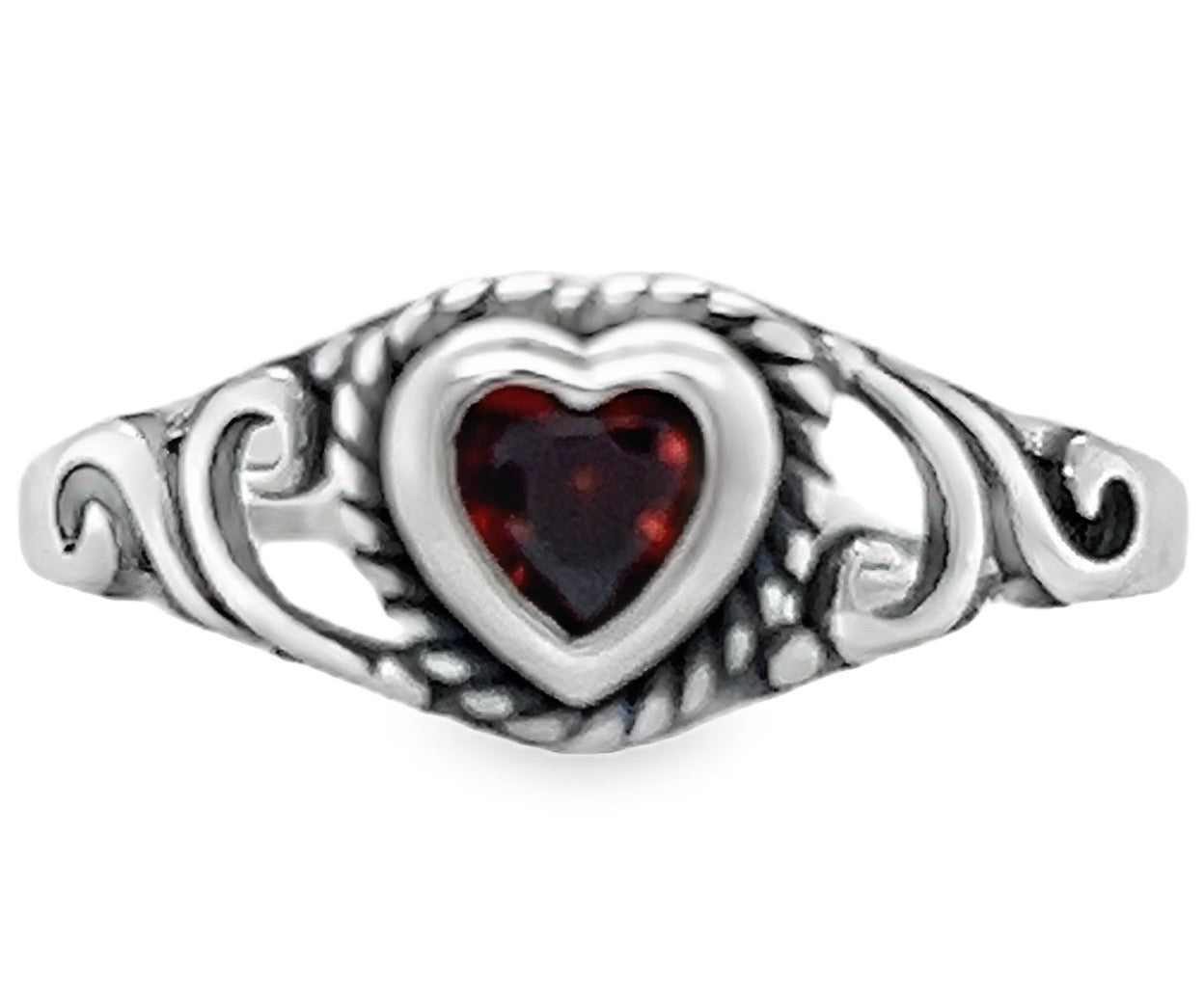 Anillo vintage de corazón rojo RK7