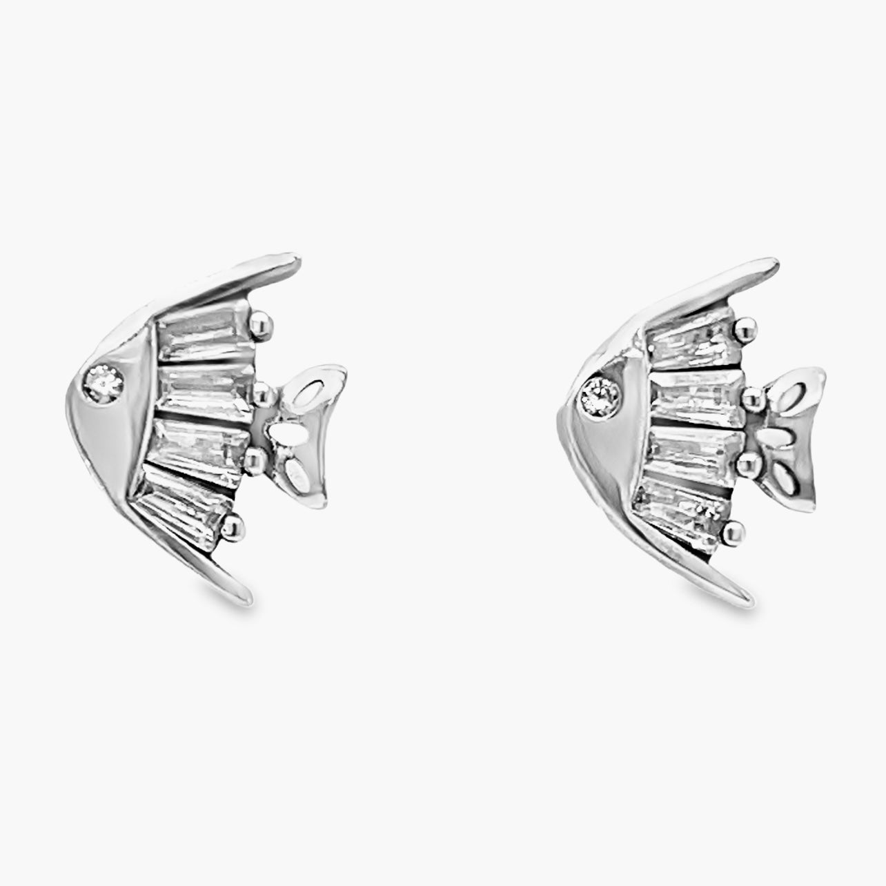 A133 Diamond Accent Fish Post Earrings