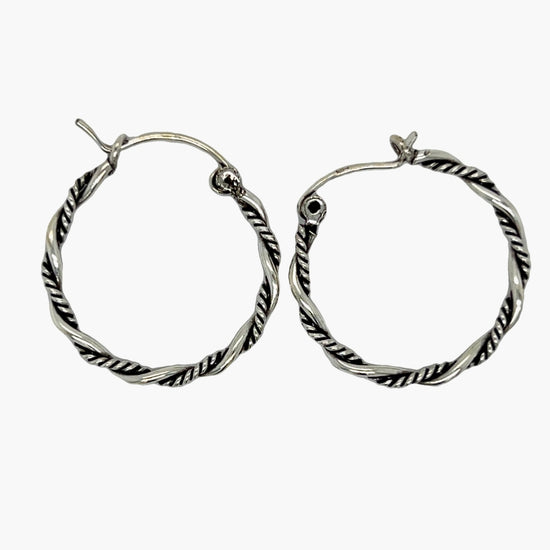 A567 Rope Design Hoop Earrings 25mm