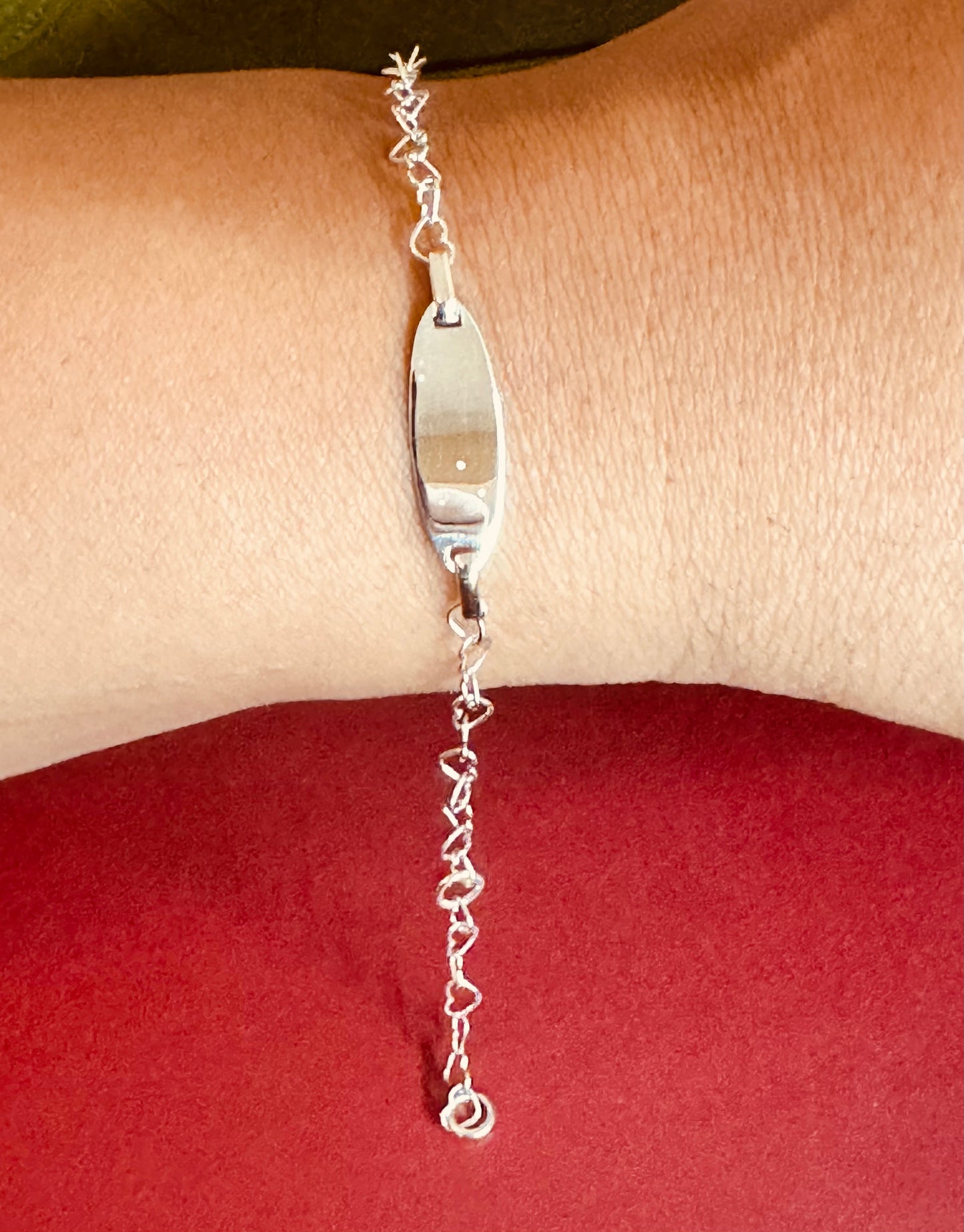 Pulsera de identificación para bebé con cadena de corazón M523 de 5,5 pulgadas