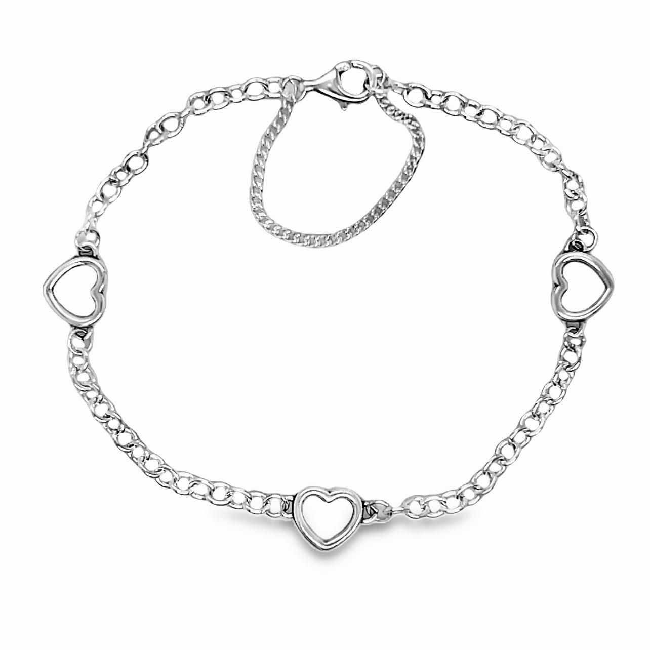 M565 Three Hearts Charm Bracelet