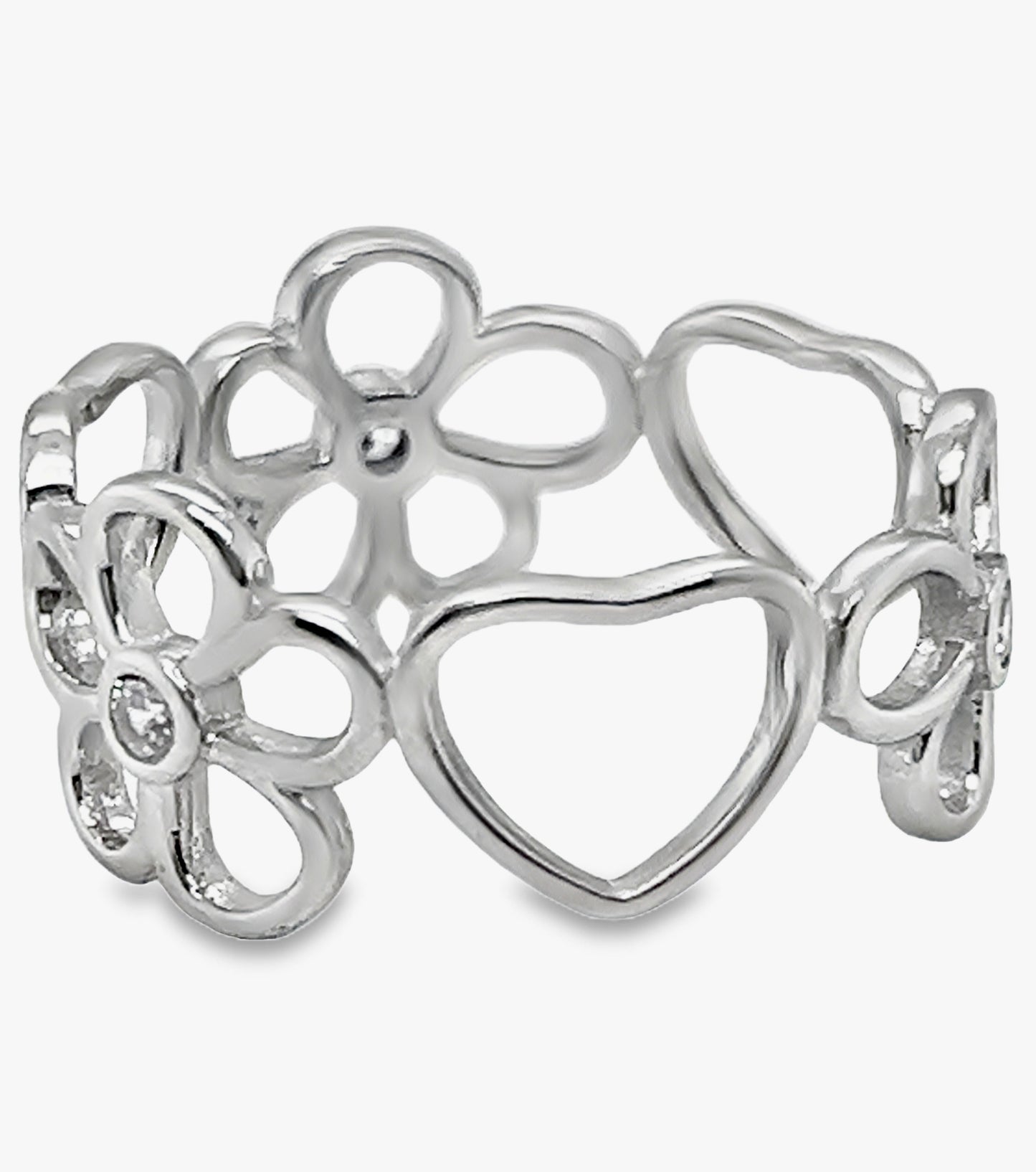 R558 Flower And Heart Ring