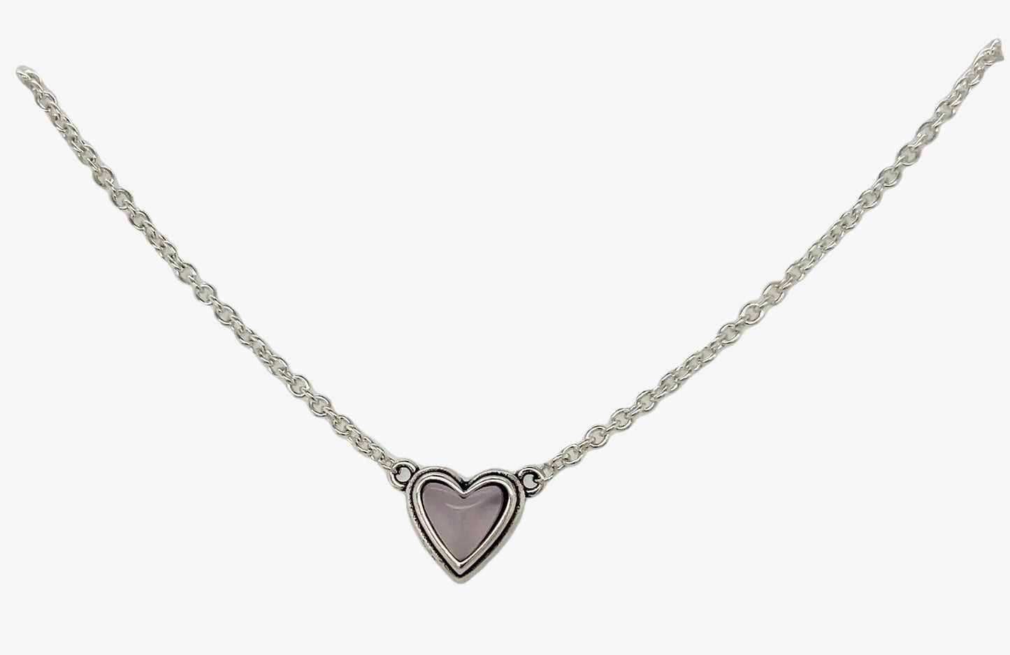 CA282 Pink Stone Heart Necklace