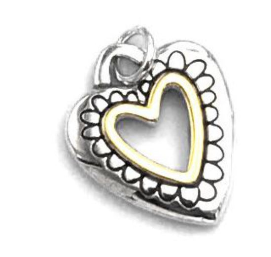 D1736 Heart With Gold Open Heart  Pendant