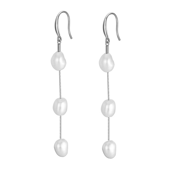 P573 Freshwater Pearl Long Earrings