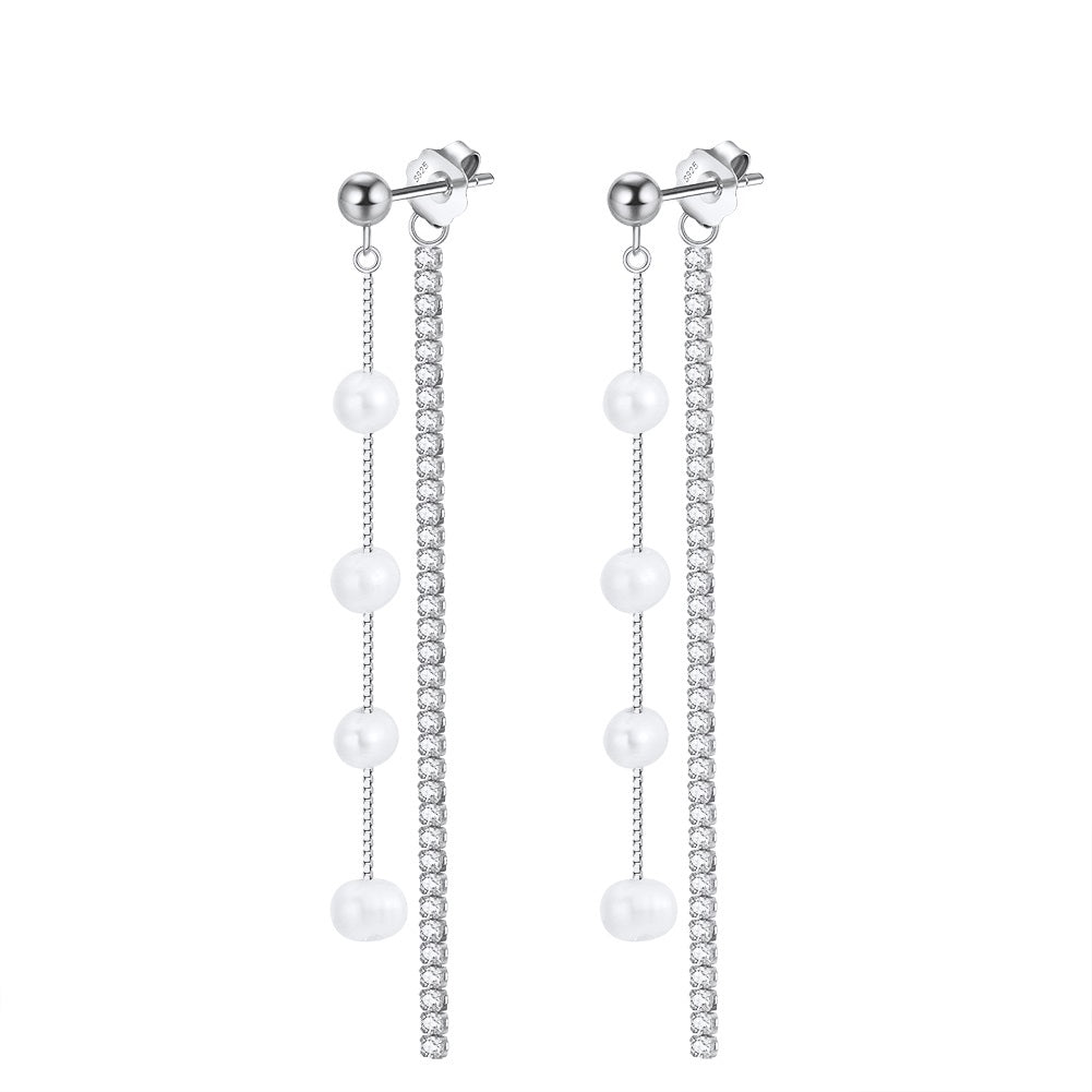 P570 Freshwater Pearl Long Earrings