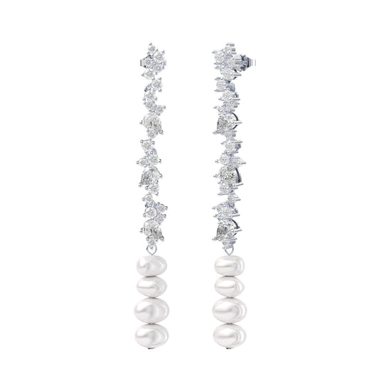 P576 Long Freshwater Pearl Earrings