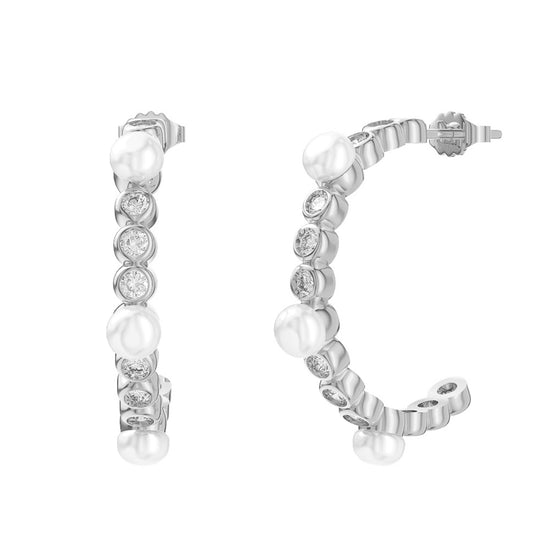 P566 Freshwater Pearl Hoop Earrings