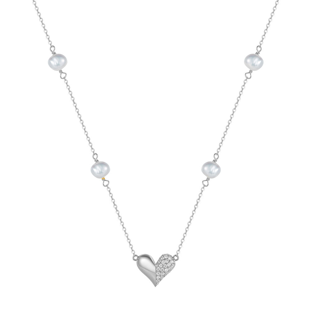 CA542 Freshwater Pearl Heart Necklace